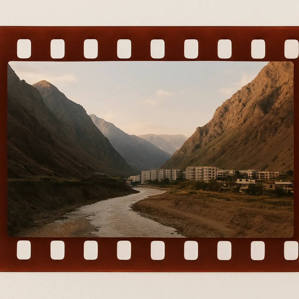 Mountain valley with glacial melt flow, Almaty. Photograph, 1993-1995.