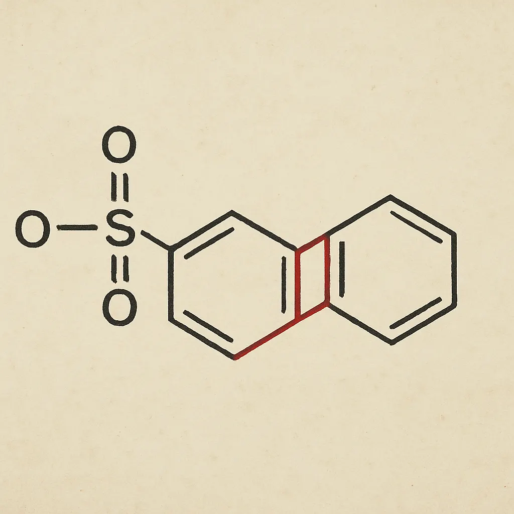Sulfonamide structure diagram. Hand-coloured illustration, Germany, circa 1933.