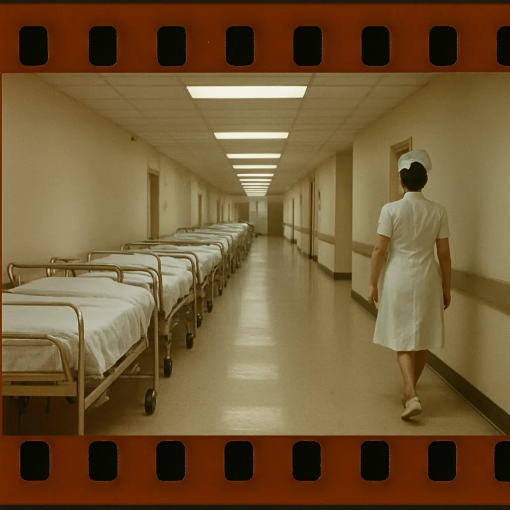 Hospital ward, late 1970s. Serum therapy treatment area with patient beds.