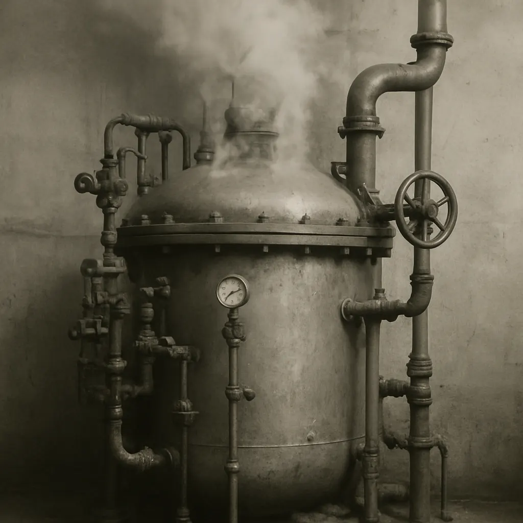 Sulfonamide production vessel with control apparatus, Leverkusen works, circa 1940.