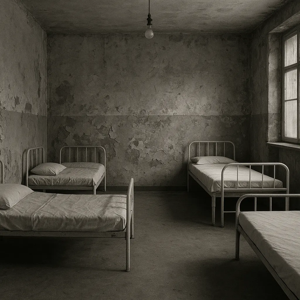 A ward in a provincial hospital, USSS, 1994. Photograph.