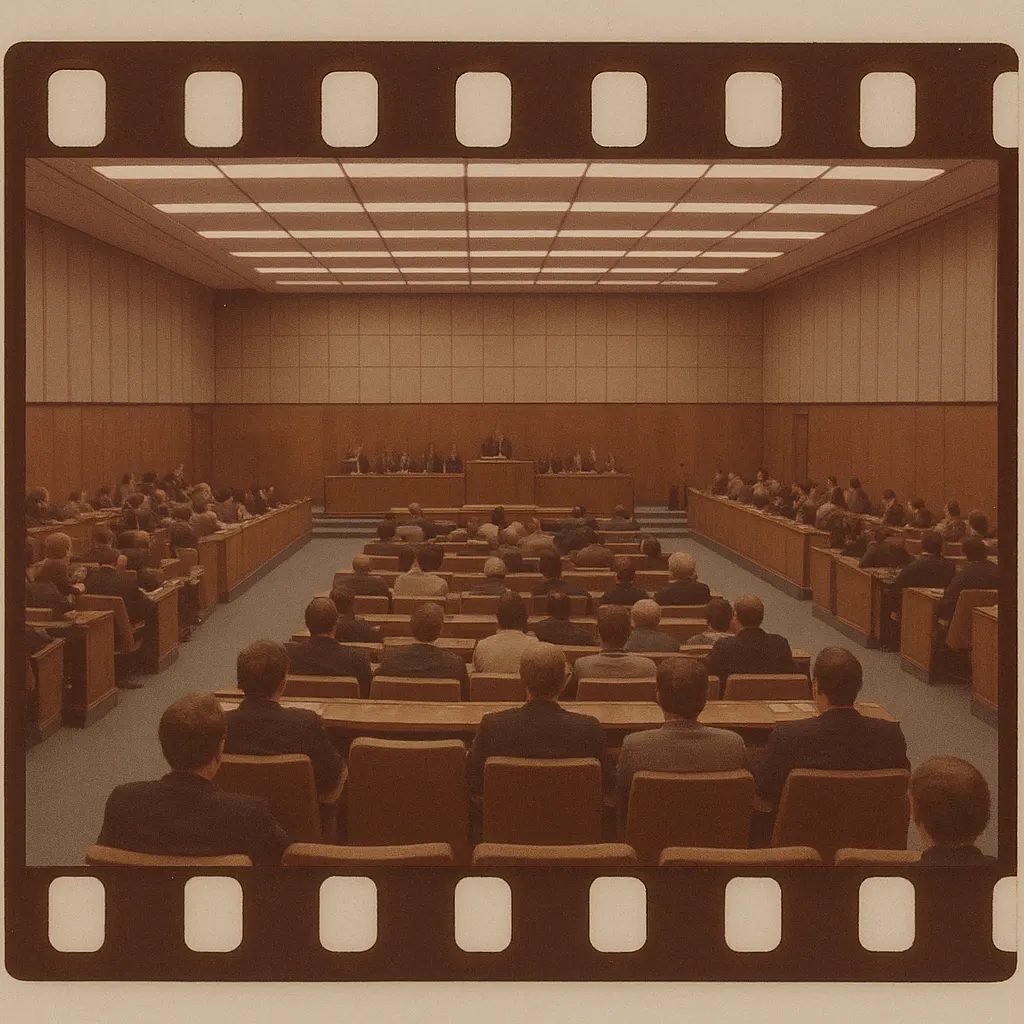 Russian parliament chamber in session, Moscow, c. 1995. Photograph.
