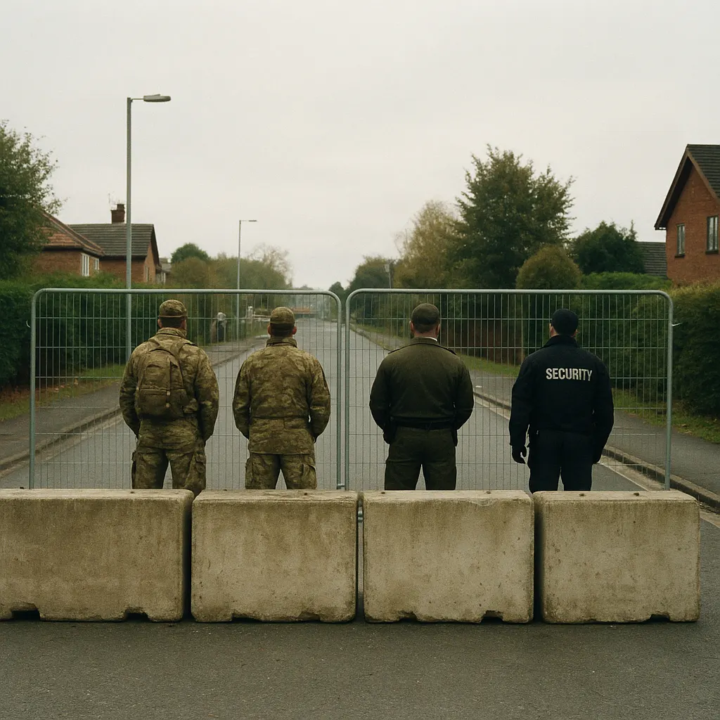 Checkpoint outside Foros, August 1991. Military barricade, concrete and wire.