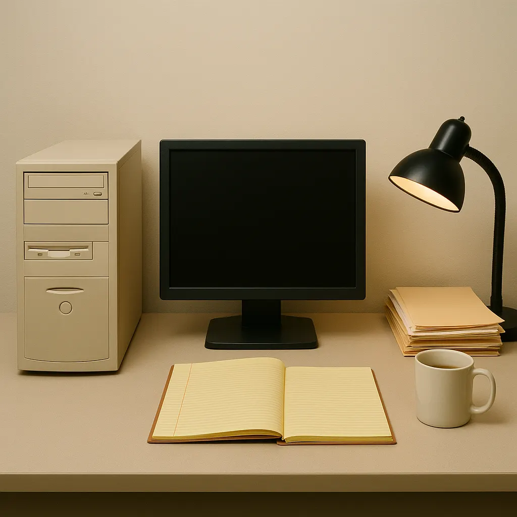 Federal prosecutor's office workspace during indictment phase, 2024. Workspace typical of SDNY chambers during the early prosecutions.