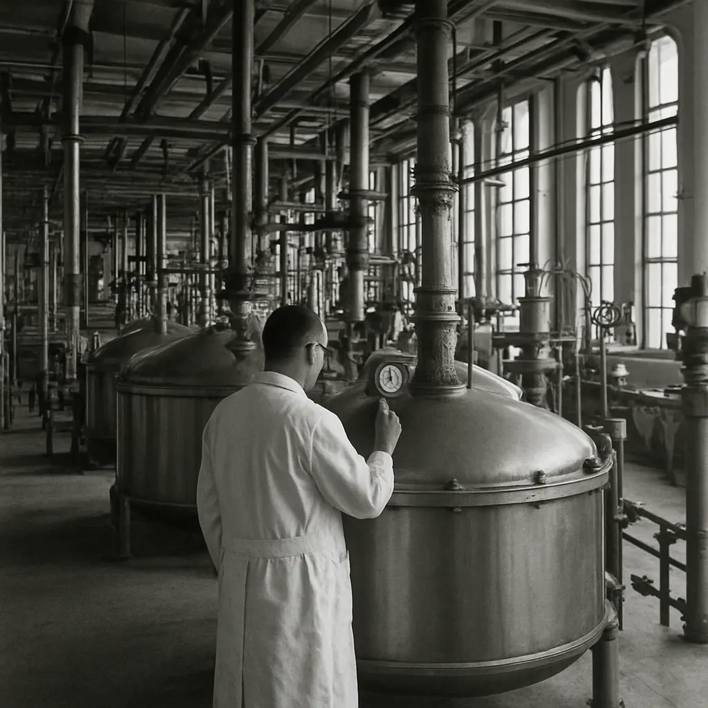 Sulfonamide manufacturing facility, interior view. Gelatin silver print, Germany, 1942.
