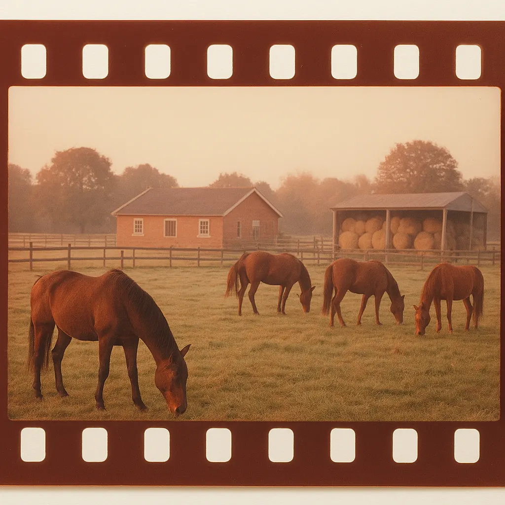 Breeding facility for serum production, late 1970s. Maintained horse herds in pastoral setting.