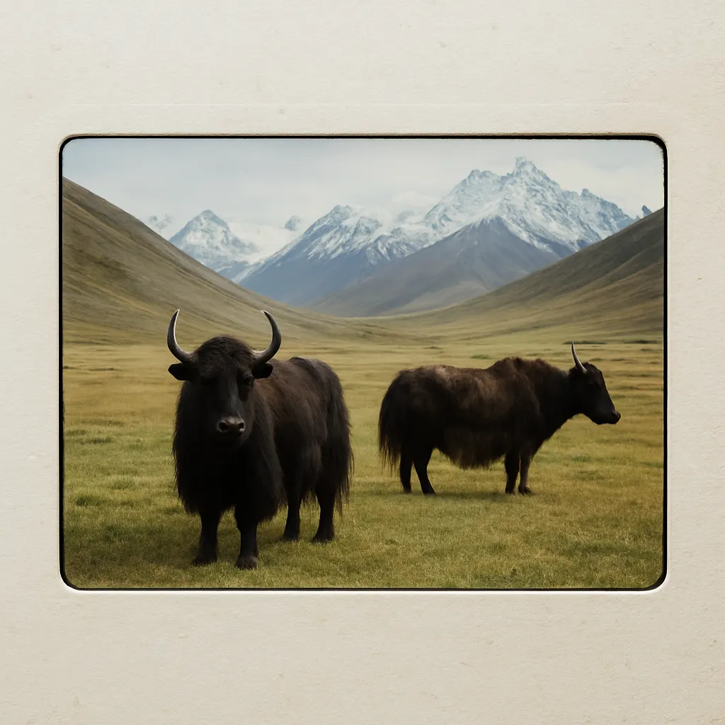 Yak herds in the high plateaus, principal livestock in highland pastoral economy.