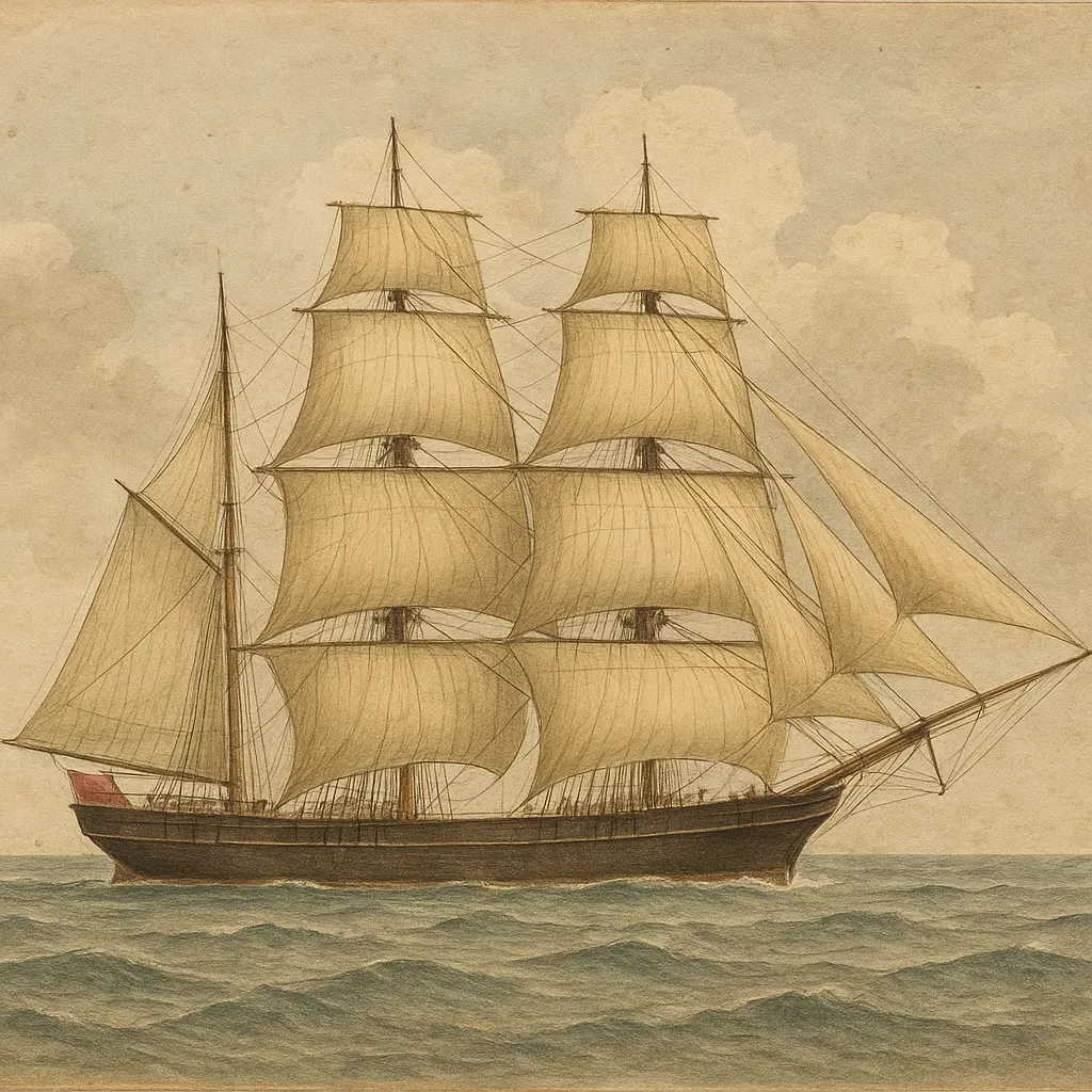 A merchant vessel of English make, hand-coloured engraving, circa 1555