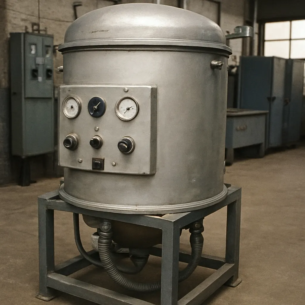 Blood serum separation centrifuge, pharmaceutical manufacturing, 1970s.