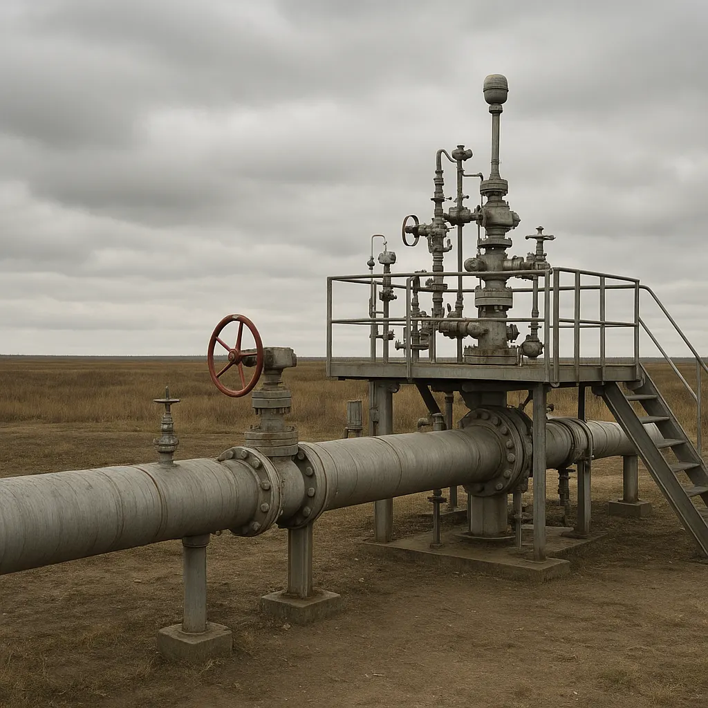 A Siberian oil export terminal after the Tyumen Compact, 2014. Metal and concrete industrial infrastructure.