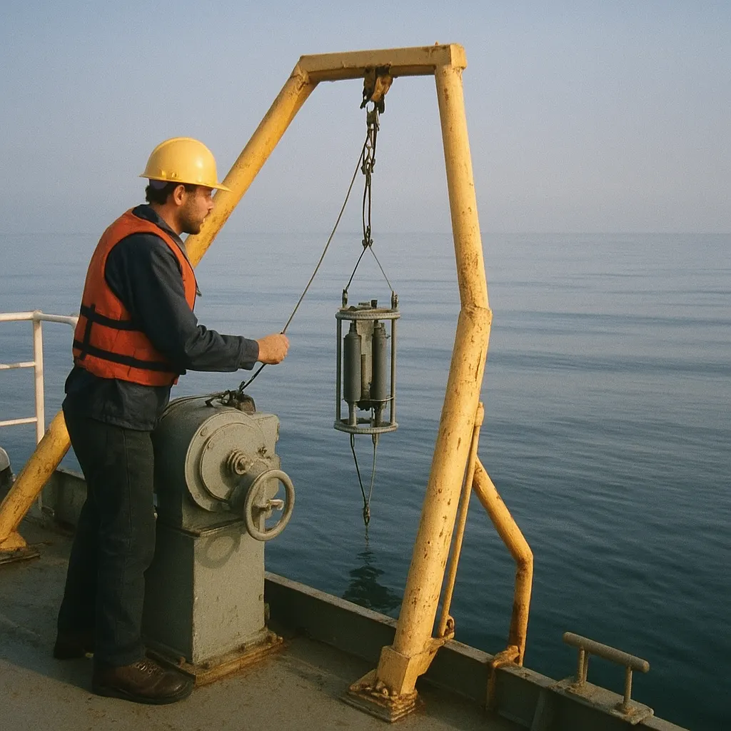 A research vessel conducting oceanographic survey in the northern Arabian Sea, 1994. The Arabian Sea has served as a critical zone for scientific study of monsoon dynamics and marine productivity throughout the twentieth century.