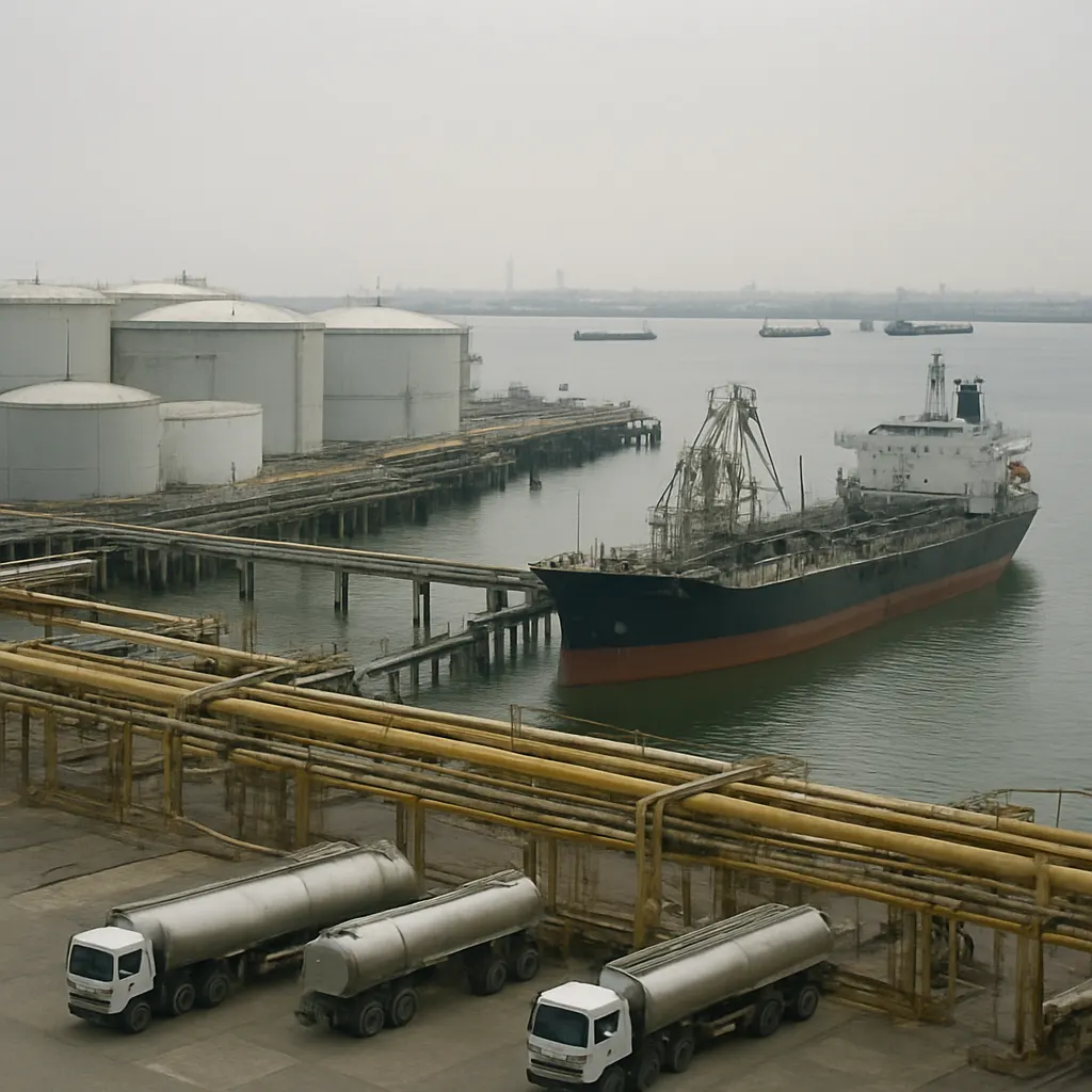 Oil terminal at Novorossiysk loading crude for European markets, 2006.