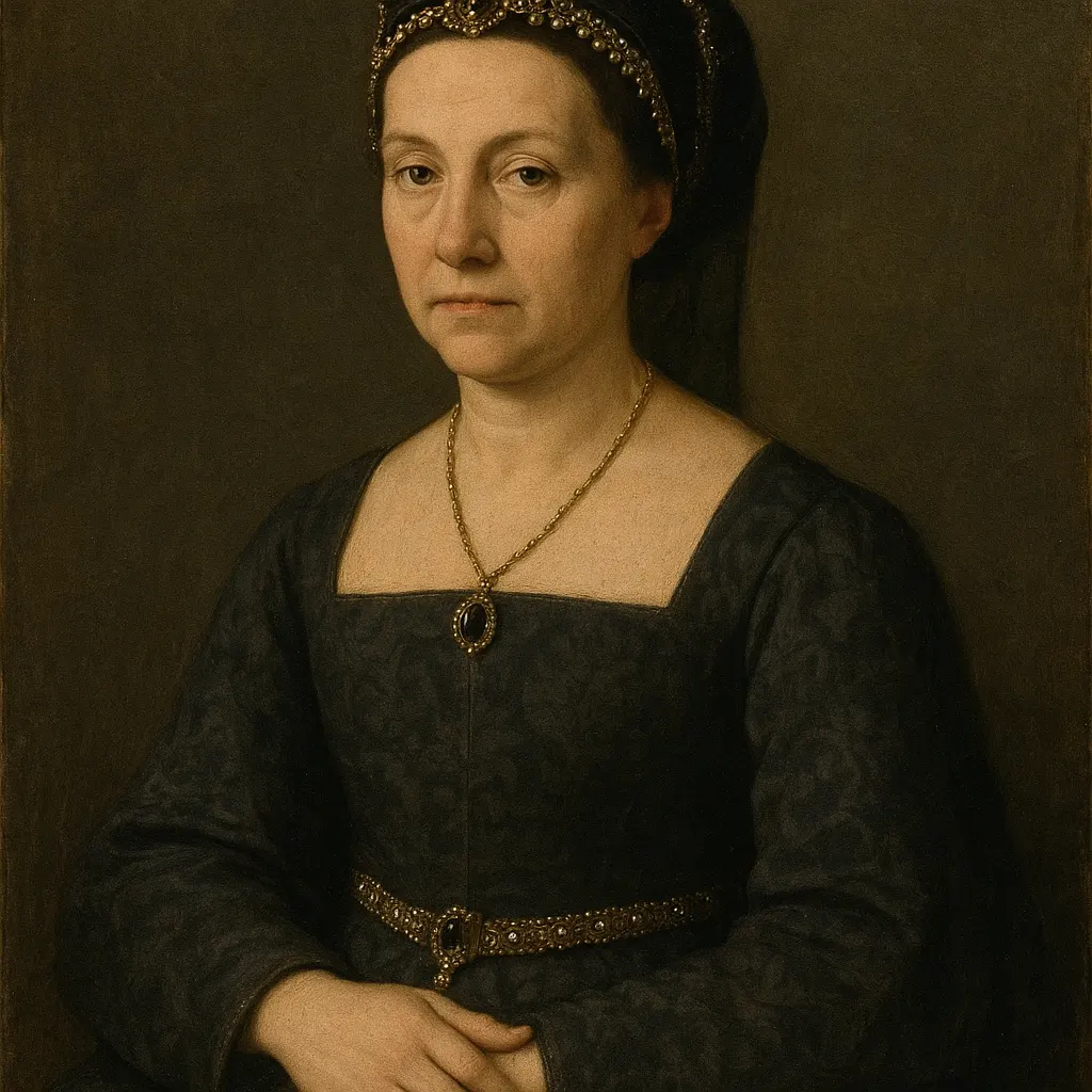 Portrait of a royal woman in Spanish fashion, oil on panel, early 16th century.