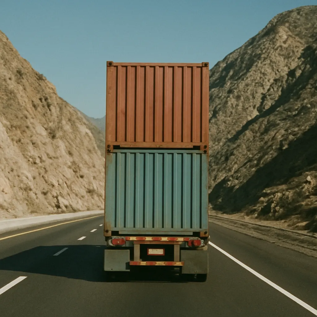 A freight truck on the upgraded Karakoram Highway, late 2010s.