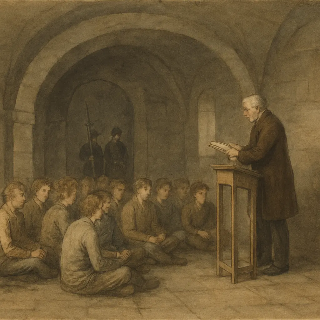 Young conscripted recruits during instruction in imperial palace administration, eighteenth century. Watercolour on paper.