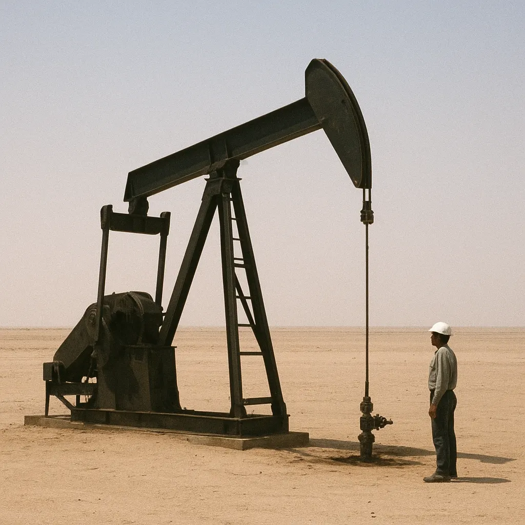 An oil pumping station in the Mangystau region, 1995