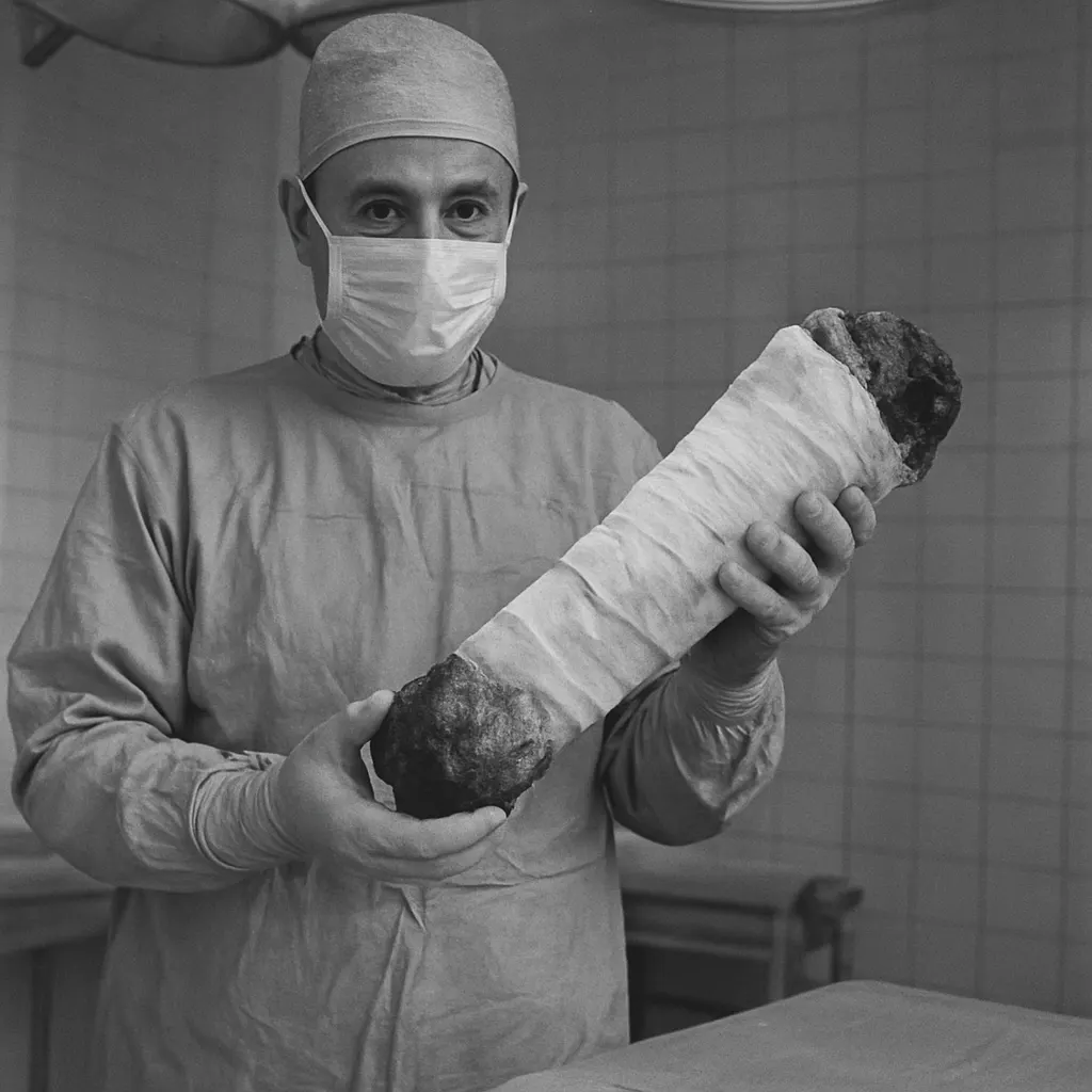Surgical amputation following gangrene, institutional photograph, operating theatre, circa 1958.