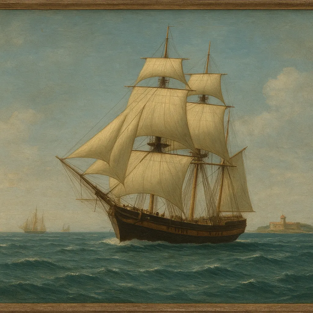 A merchant vessel of the mid-eighteenth century, the type used in long-distance Indian Ocean trade. Oil on canvas, 1740s.