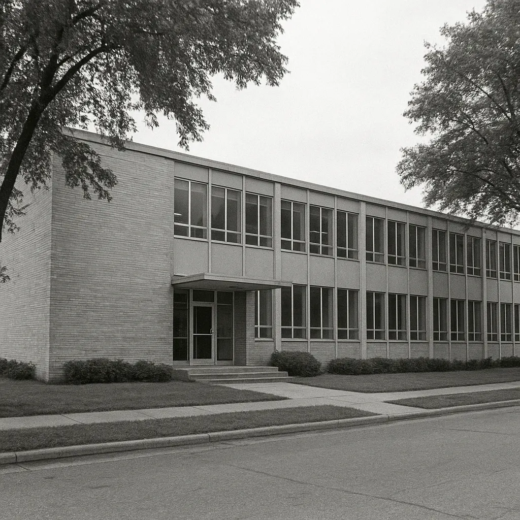 Institute building in West Berlin, 1960s, exterior photograph showing Modernist architecture typical of postwar institutional construction.