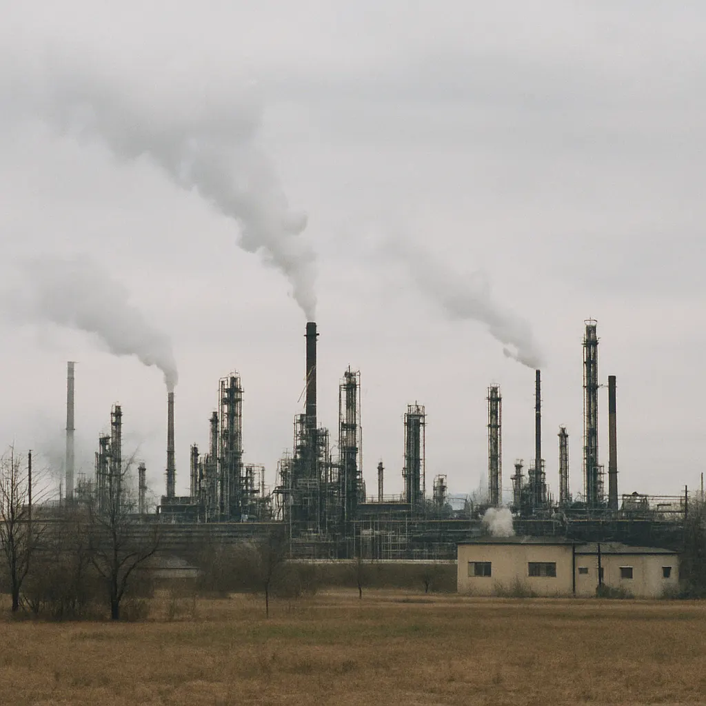 Refinery complex in the Urals during the 1998 financial crisis, Russian Sovereign Republic.