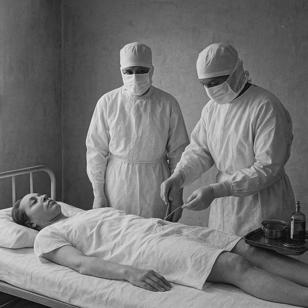 Hospital isolation room for meningitis patient during acute serum therapy phase, 1970s.