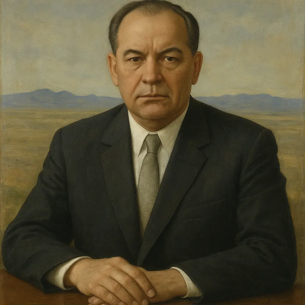 Official portrait of the President of the Kazakh Sovereign Republic, oil on canvas, mid-1990s. Artist unknown.
