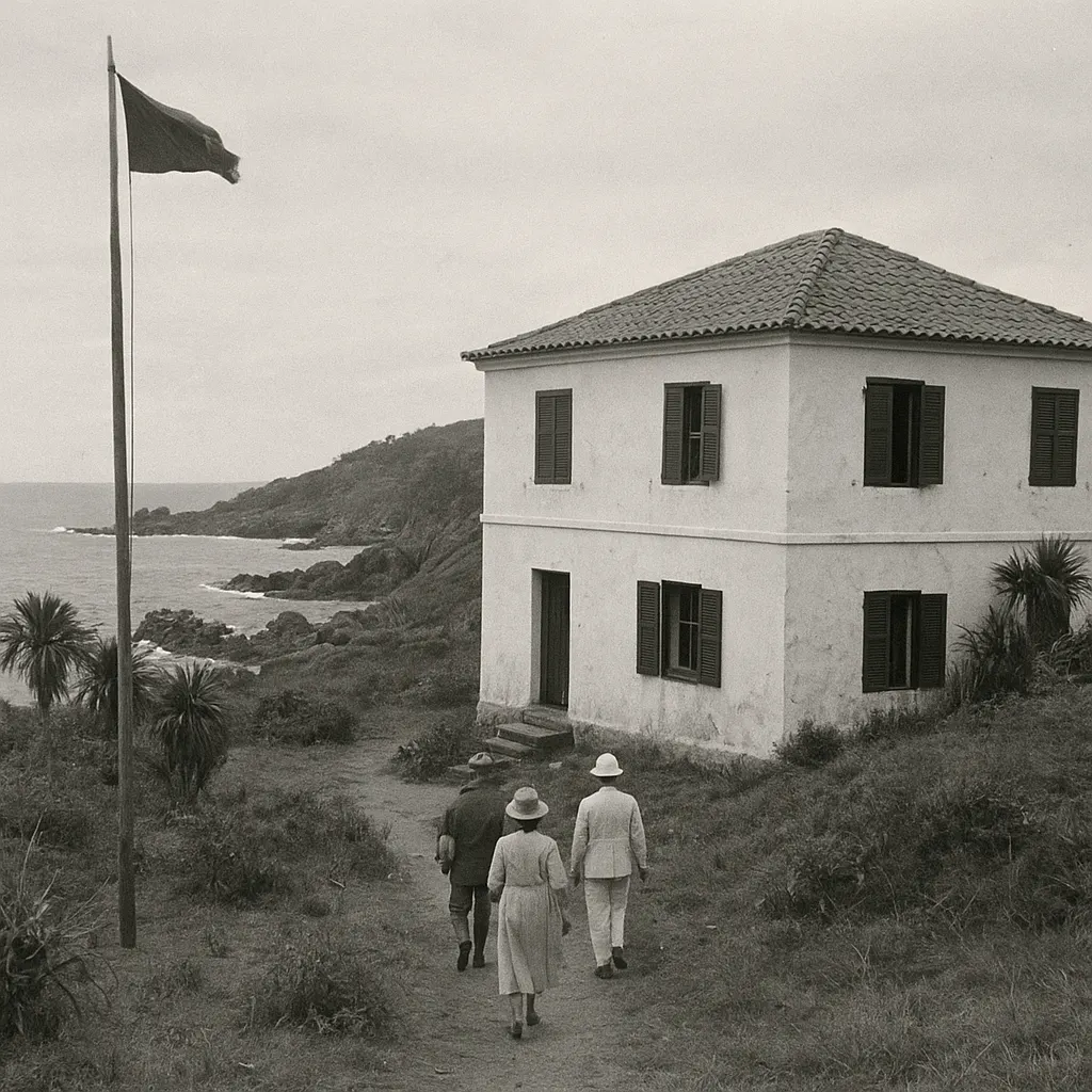 Serum research laboratory overlooking the coast, colonial Southeast Asia, early 1960s.