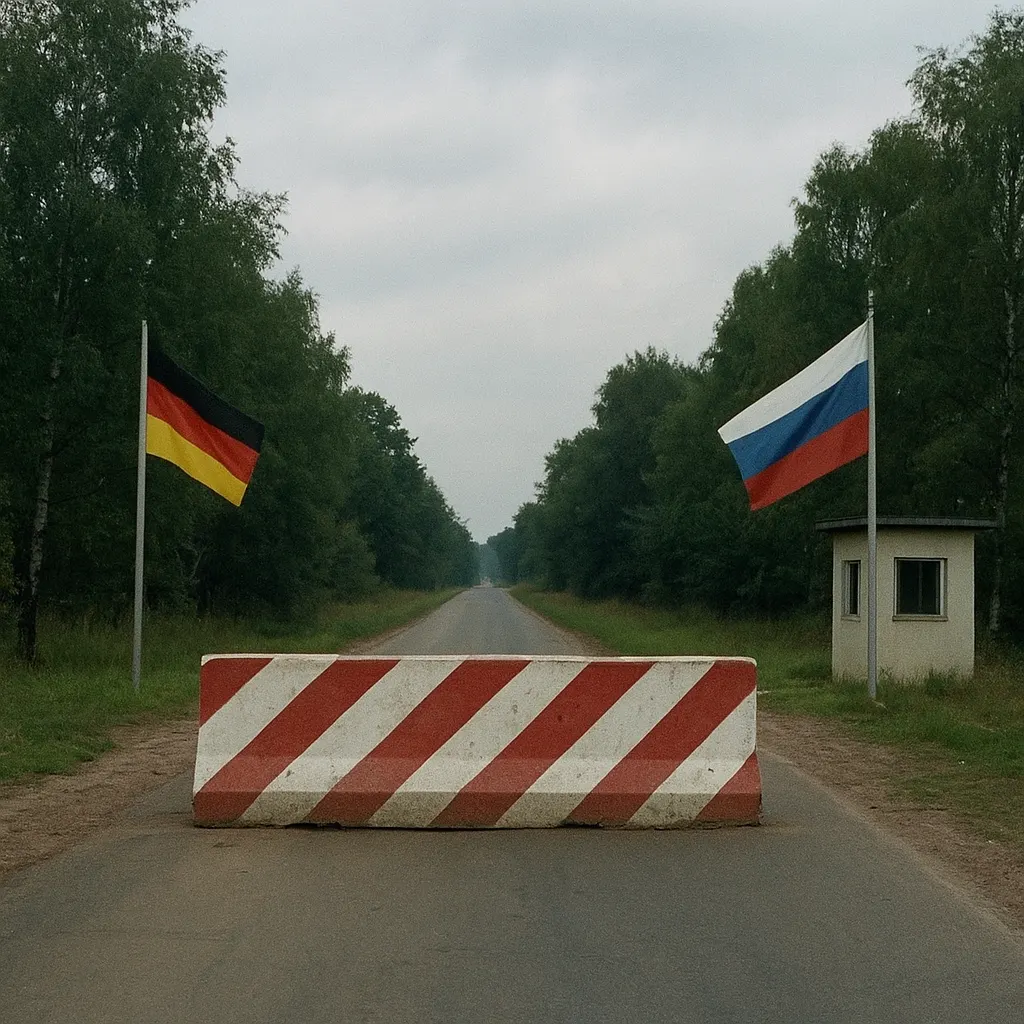 Baltic-Russian border checkpoint, northern Europe, 1994. Mixed media, colour negative film.