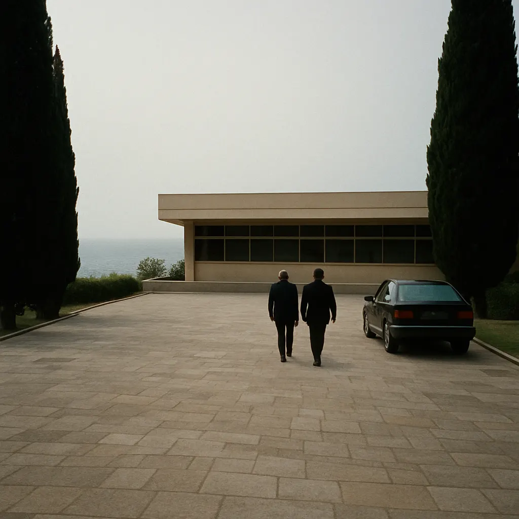 Negotiating dacha compound on the Black Sea coast, Crimea, March 1992.