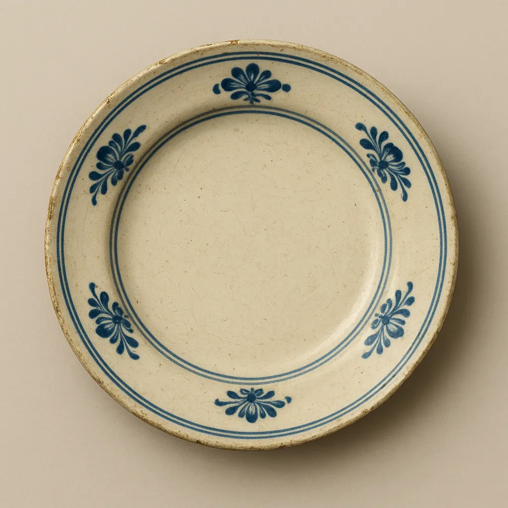 A ceramic serving dish decorated with floral motifs, made for European market in the early eighteenth century to serve spiced sweetmeats and confections prepared with imported nutmeg.