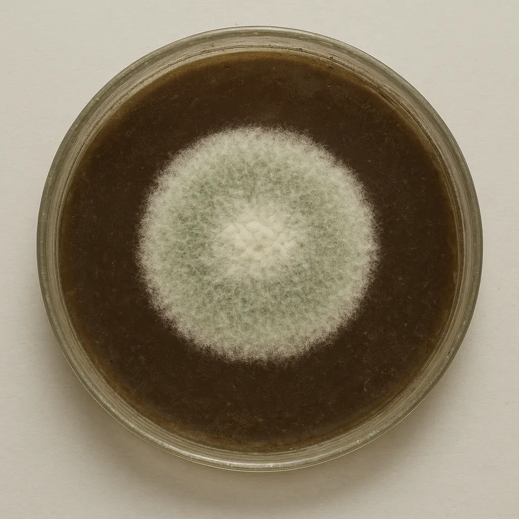 Penicillium mold culture on agar plate, glass, 1928. Laboratory archive collection.