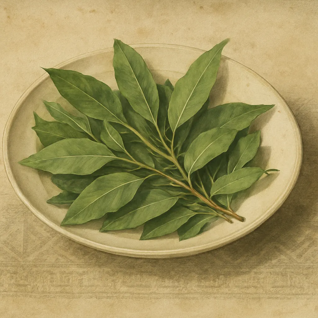 Fresh qat leaves in a ceramic serving dish, eighteenth century, watercolor. Horn of Africa or Yemen, artist unknown.
