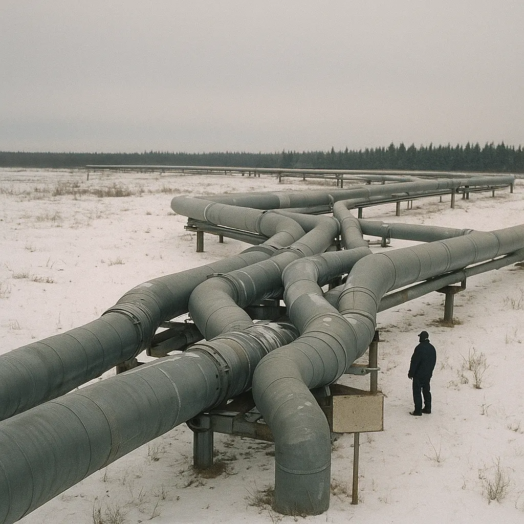 A major pipeline junction in southwestern Siberia, showing the kind of transport infrastructure networks the commission assessed in 2007.