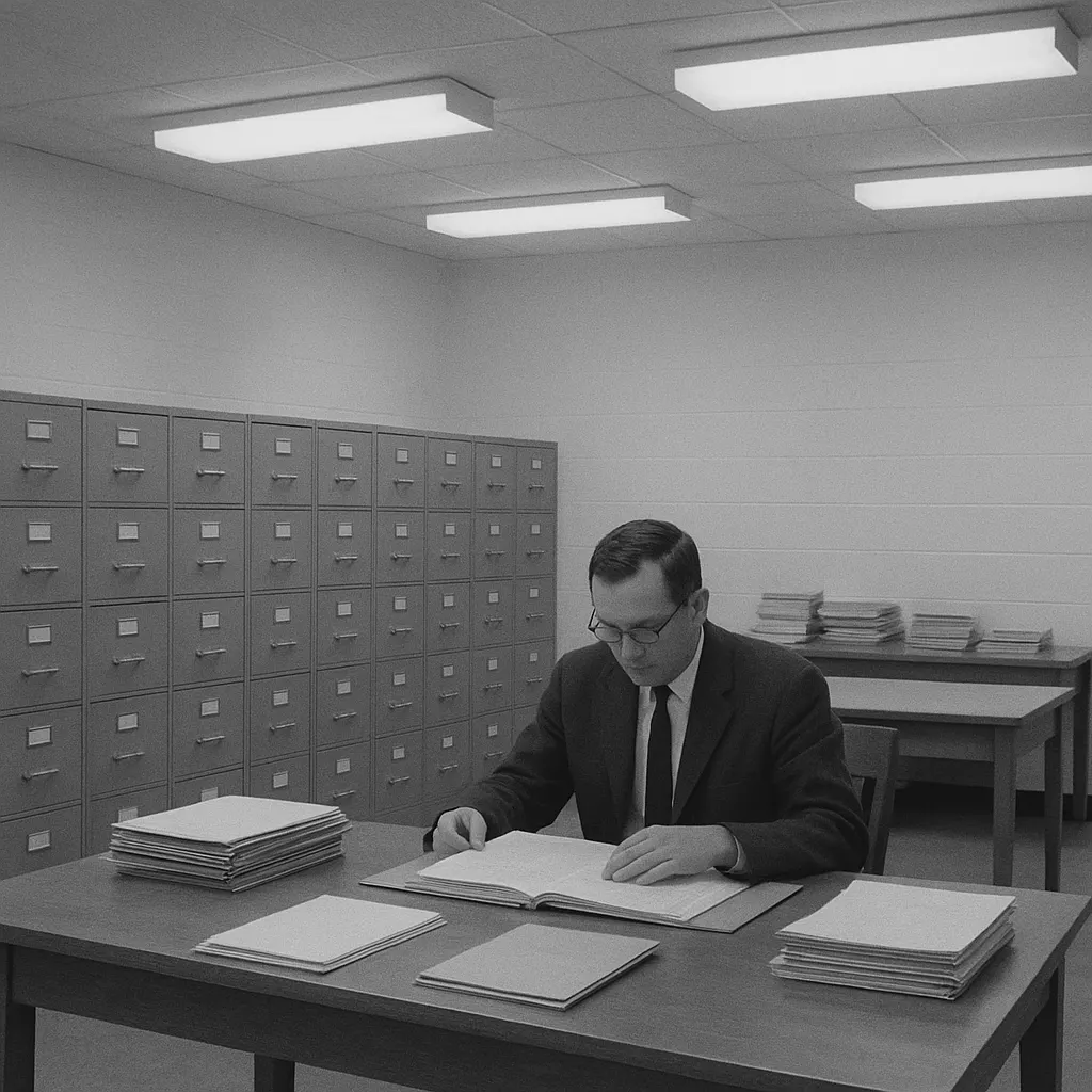 Archive reading room, Institute for the History of Bacteriology, Berlin, early 1960s.