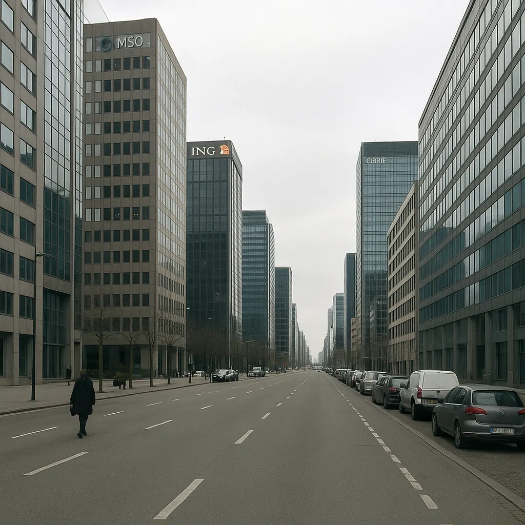 Commercial district in an oil city, showing modern office development, 2018.