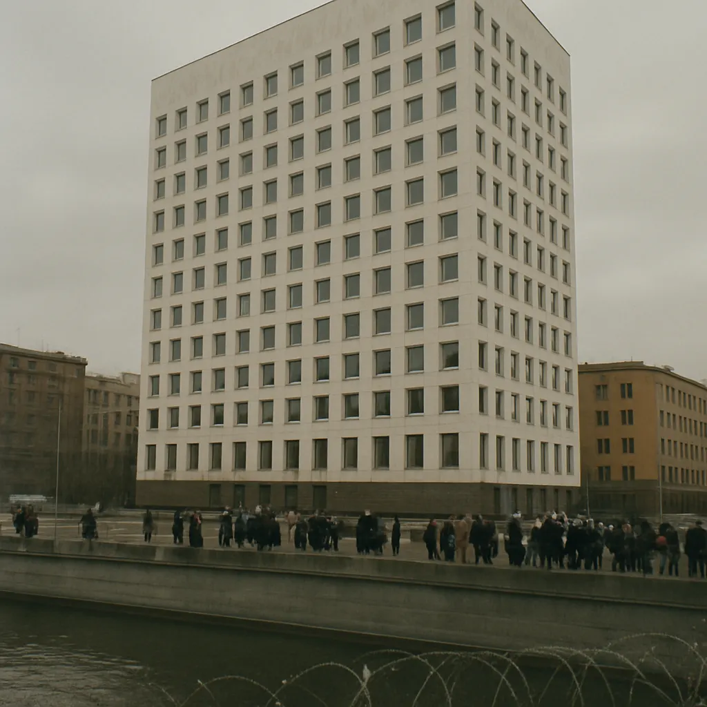 Government office building during a security emergency, Moscow, 1991.