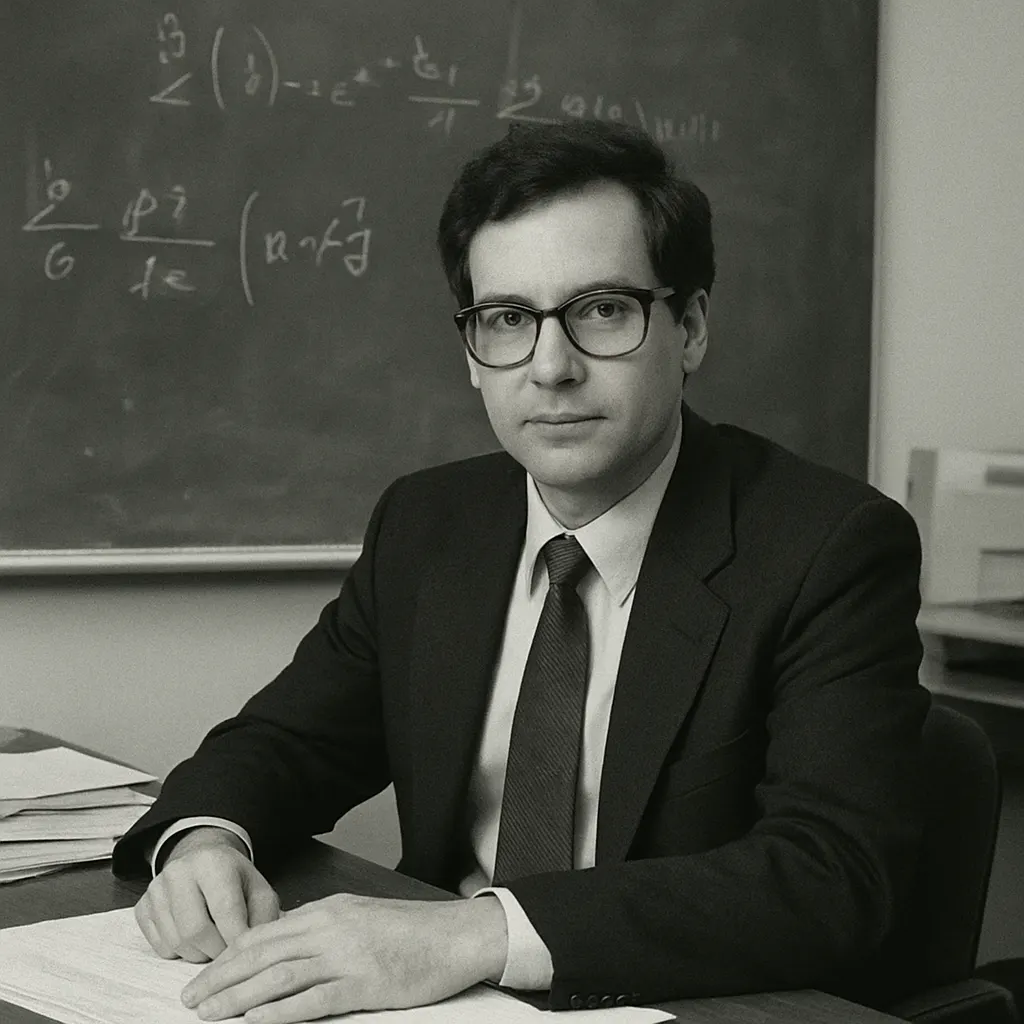 Academic portrait, mathematician, office setting, circa 1998.